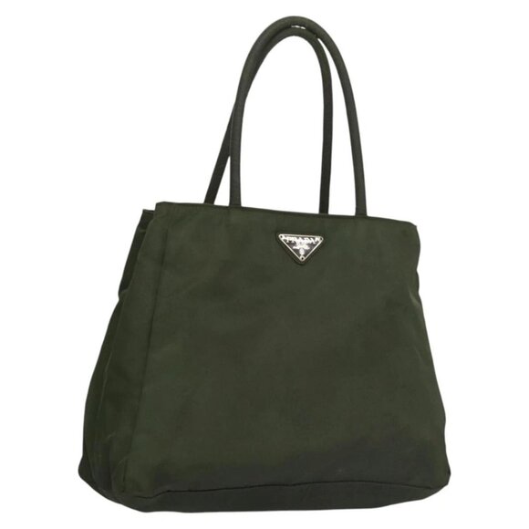 PRADA Hand Bag Nylon Khaki Silver Auth - Picture 2 of 16